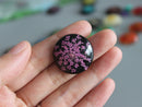 2pcs Pink Handmade Resin 25mm Resin Cabochons, real Pressed flower necklace jewelry