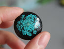 2pcs Handmade Resin 25mm Resin Cabochons,blue real Pressed flower necklace Pendant jewelry