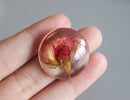 2pcs Handmade Resin 25mm Cabochons,rose real Pressed flower necklace Pendant jewelry