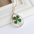 1pcs  Handmade Teardrop real Clover pressed flower pendant jewelry