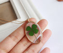 1pcs  Handmade Oval Clover pressed flower pendant jewelry