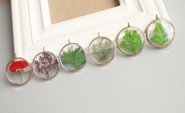 1pcs  Handmade lavender real pressed flower pendant jewelry