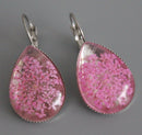 2pcs  Resin 18x25mm Cabochons, Pink lace Pressed flower necklace Pendant jewelry