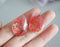 2pcs Handmade Resin 18x25mm Cabochons, real red lace Pressed flower necklace Pendant jewelry