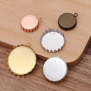 20pcs 15mm 20mm 25mm brass Crown Pendant Trays,Pendant Blanks Bezel Base, Glass Cabochon Settings