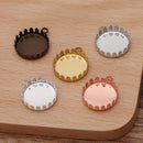 20pcs 15mm 20mm 25mm brass Crown Pendant Trays,Pendant Blanks Bezel Base, Glass Cabochon Settings