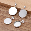 20pcs Melon seed clasp Silver 12mm 14mm brass Pendant Trays Blanks Bezel Base, Glass Cabochon Settings