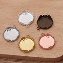 20pcs 12mm 15mm 20mm 25mm brass Crown Pendant Trays,Pendant Blanks Bezel Base, Glass Cabochon Settings