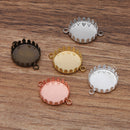 20pcs 15mm Double circle brass Pendant Trays, Pendant Blanks Bezel Base, Glass Cabochon Settings