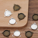 20pcs 12mm brass Pendant Trays, Pendant Blanks Bezel Base, Glass Cabochon Settings