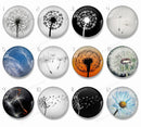 Handmade Round Photo Glass Cabachons Plant dandelion 839B