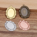 20pcs 13x18mm brass Pendant Trays, Oval Pendant Blanks Bezel Base, Glass Cabochon Settings