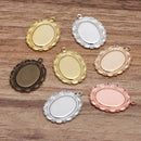 20pcs 13x18mm brass Pendant Trays, Oval Pendant Blanks Bezel Base, Glass Cabochon Settings