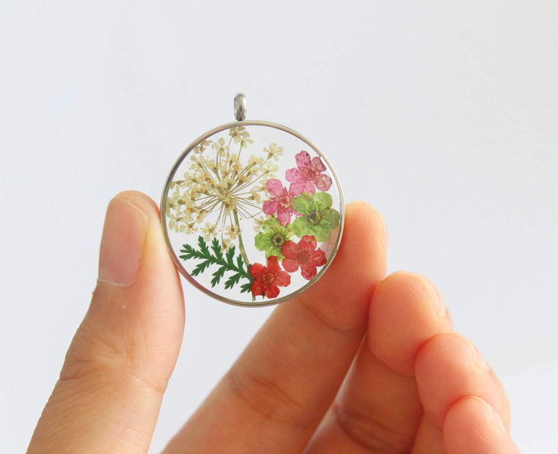 Pressed Flower Pendant Necklace, Real Dried Flower Resin Jewellery