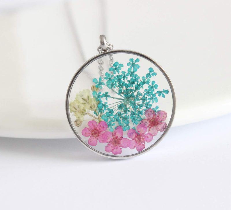 Pressed Flower Pendant Necklace, Real Dried Flower Resin Jewellery