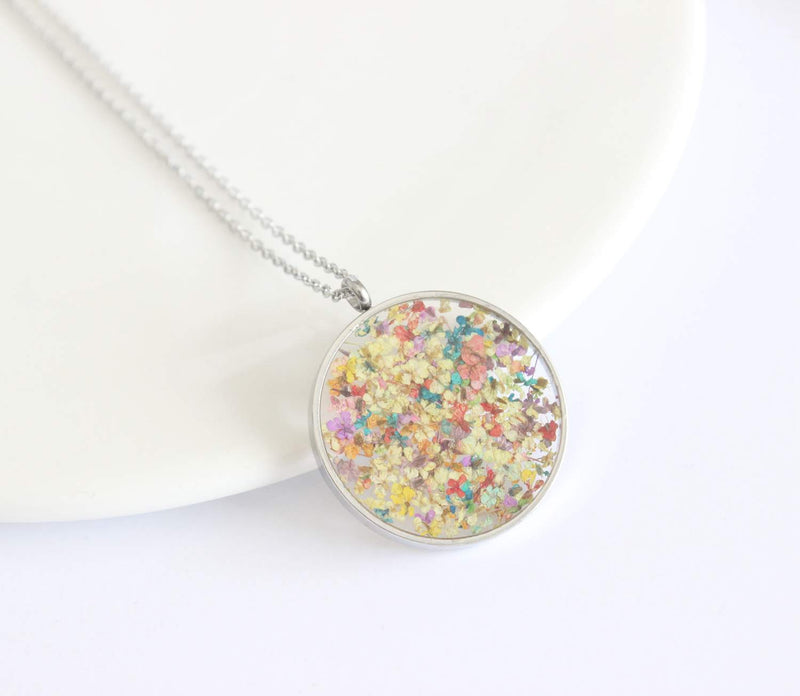 Pressed Flower Pendant Necklace, Real Dried Flower Resin Jewellery