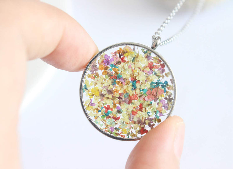 Pressed Flower Pendant Necklace, Real Dried Flower Resin Jewellery