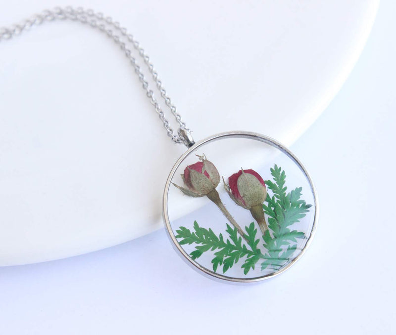 Pressed Flower Pendant Necklace, Real Dried Flower Resin Jewellery