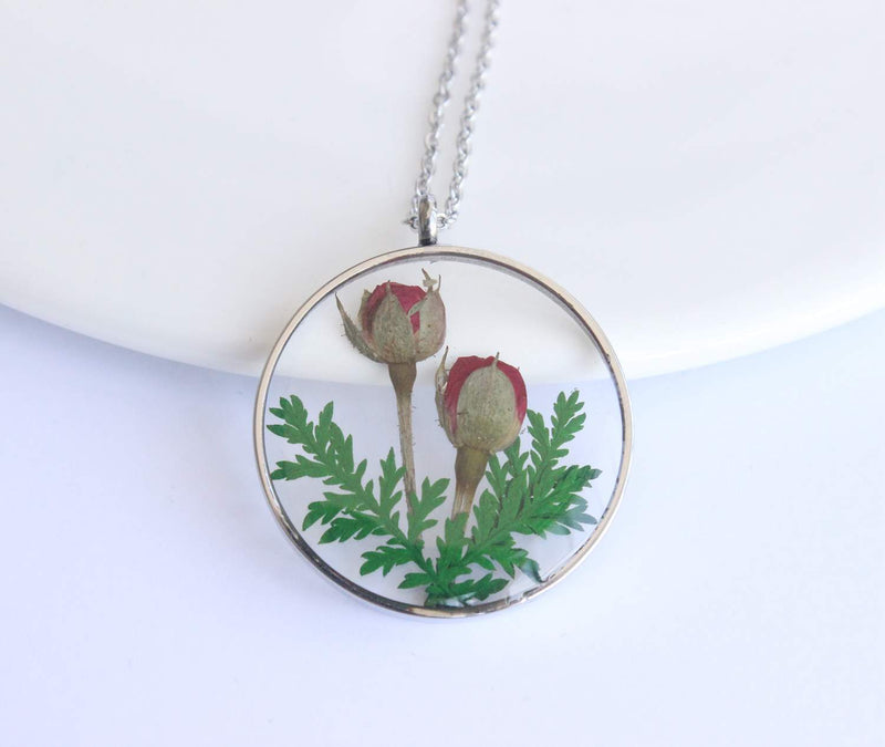 Pressed Flower Pendant Necklace, Real Dried Flower Resin Jewellery