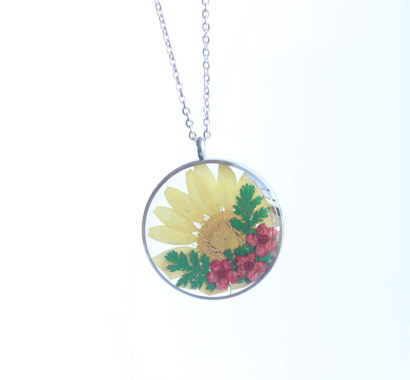 Pressed Flower Pendant Necklace, Real Dried Flower Resin Jewellery