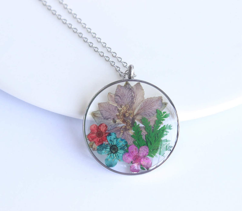 Pressed Flower Pendant Necklace, Real Dried Flower Resin Jewellery