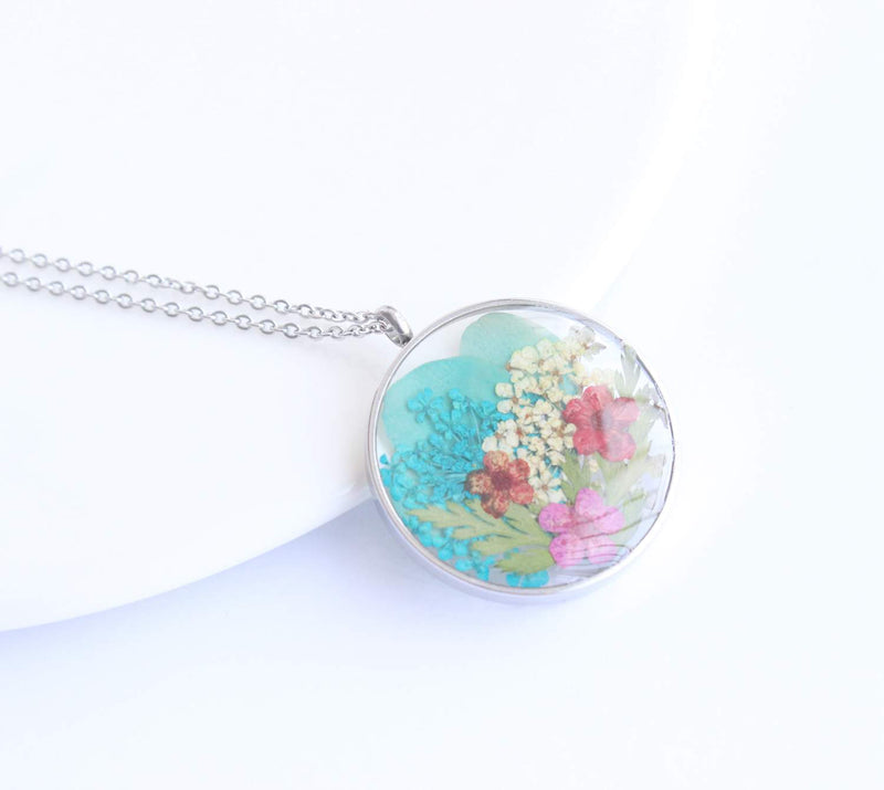 Pressed Flower Pendant Necklace, Real Dried Flower Resin Jewellery