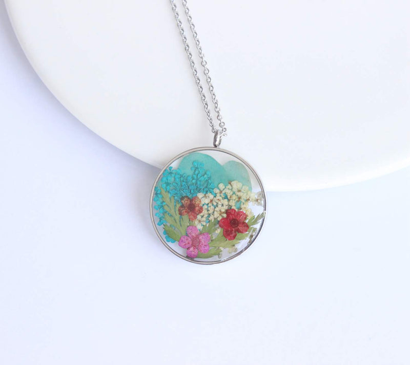 Pressed Flower Pendant Necklace, Real Dried Flower Resin Jewellery