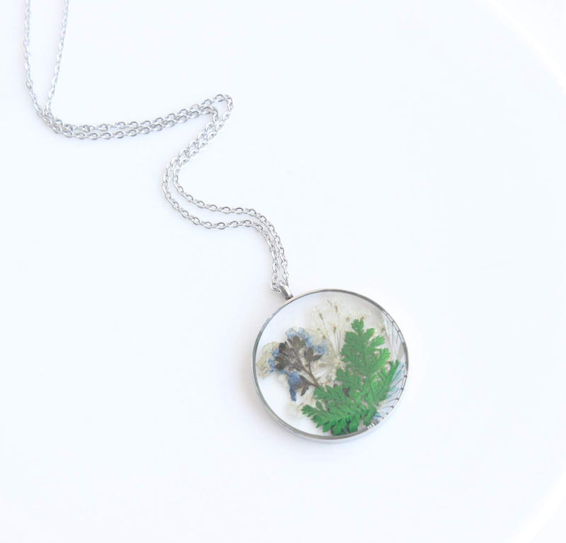 Pressed Flower Pendant Necklace, Real Dried Flower Resin Jewellery