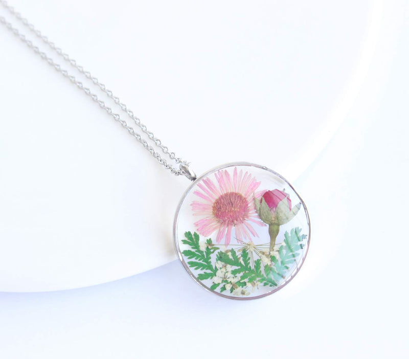 Pressed Flower Pendant Necklace, Real Dried Flower Resin Jewellery