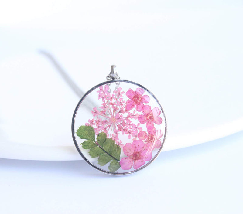 Pressed Flower Pendant Necklace, Real Dried Flower Resin Jewellery