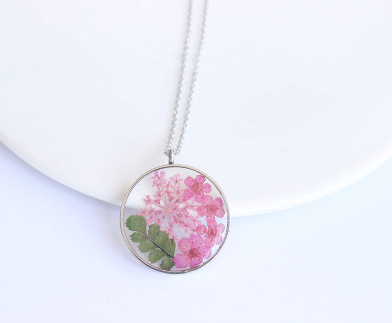 Pressed Flower Pendant Necklace, Real Dried Flower Resin Jewellery