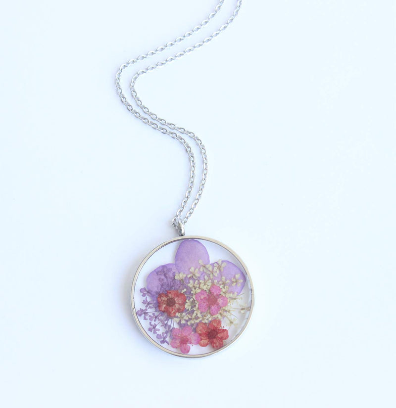 Pressed Flower Pendant Necklace, Real Dried Flower Resin Jewellery