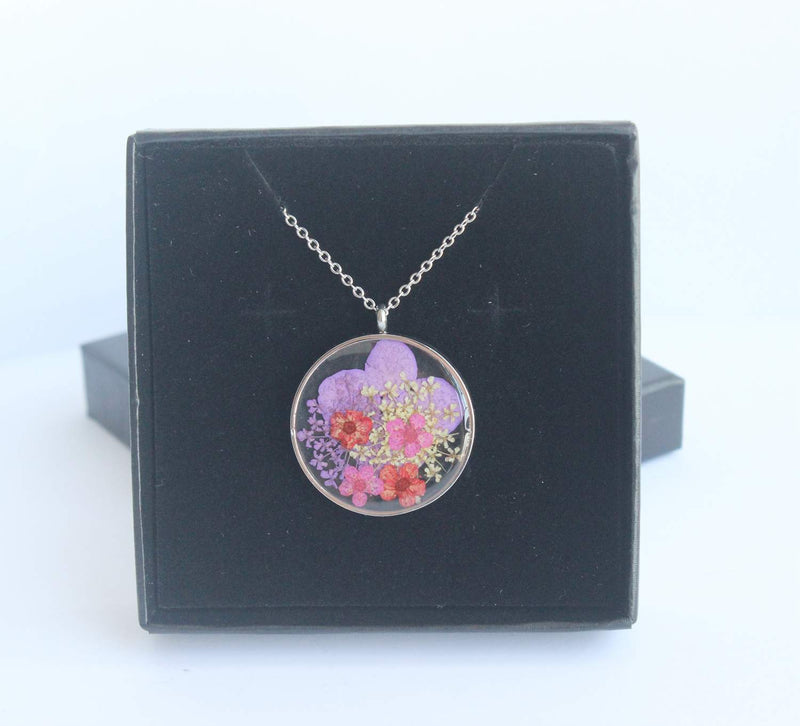 Pressed Flower Pendant Necklace, Real Dried Flower Resin Jewellery