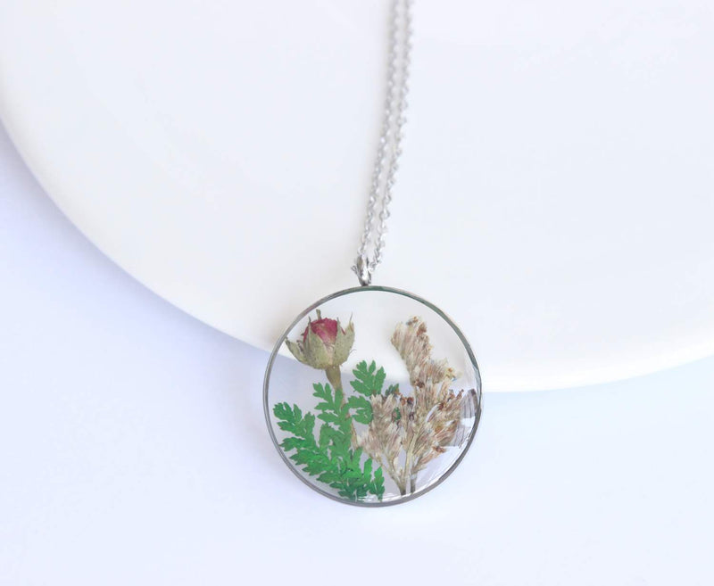 Pressed Flower Pendant Necklace, Real Dried Flower Resin Jewellery