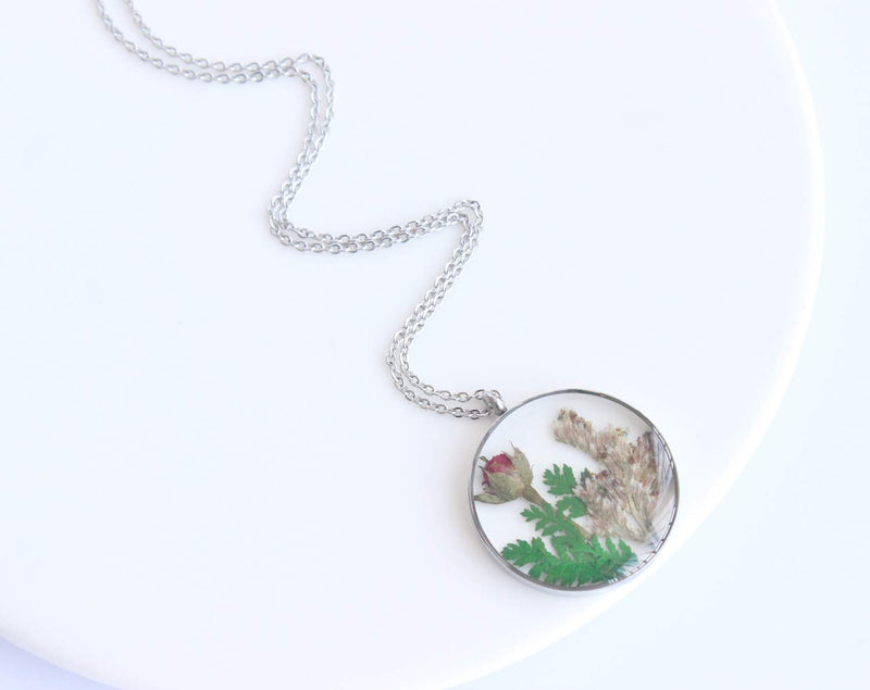 Pressed Flower Pendant Necklace, Real Dried Flower Resin Jewellery