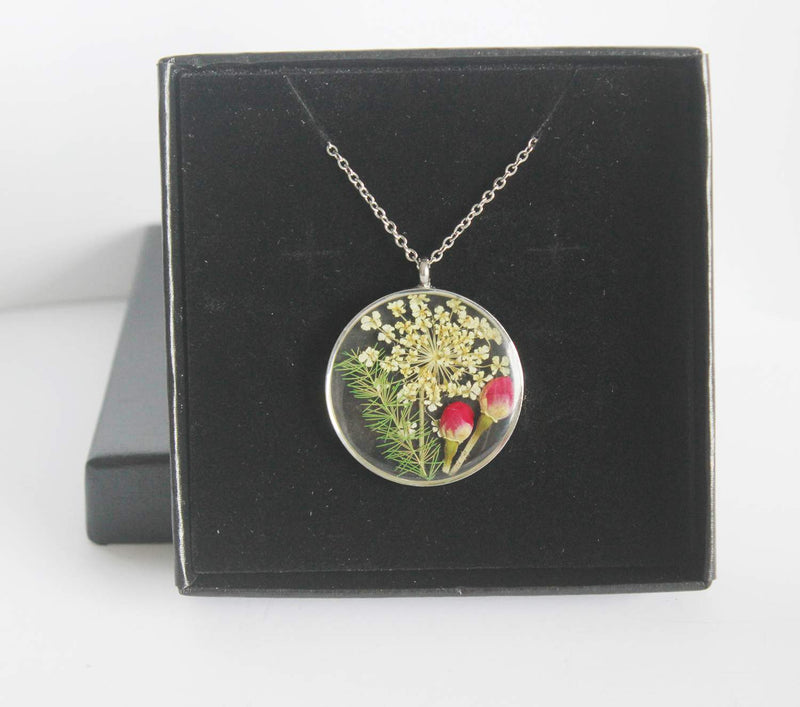 Pressed Flower Pendant Necklace, Real Dried Flower Resin Jewellery