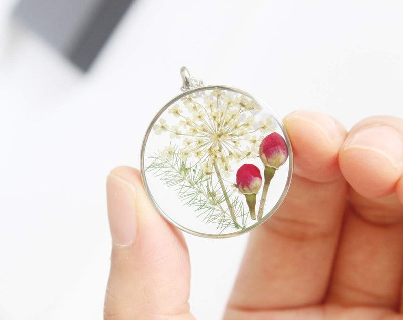 Pressed Flower Pendant Necklace, Real Dried Flower Resin Jewellery