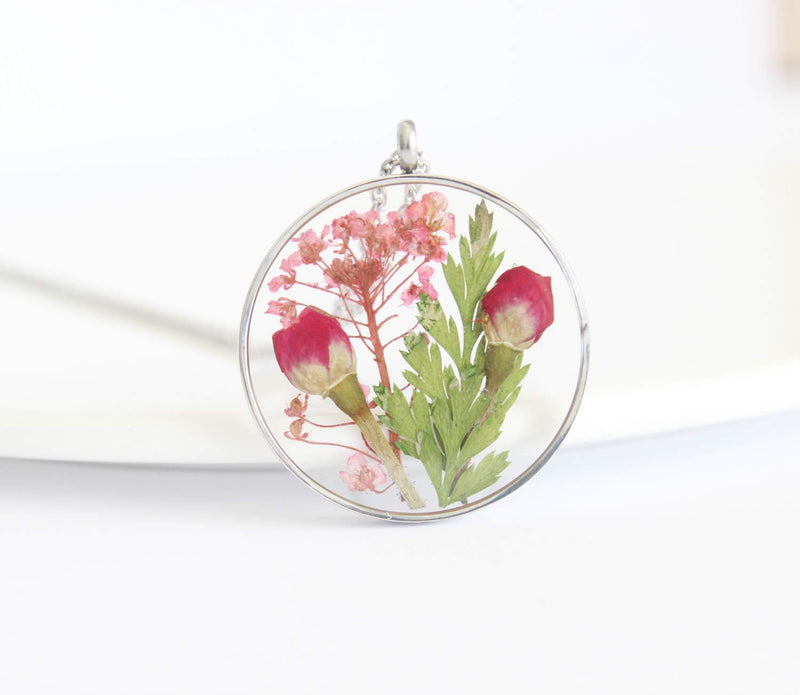 Pressed Flower Pendant Necklace, Real Dried Flower Resin Jewellery