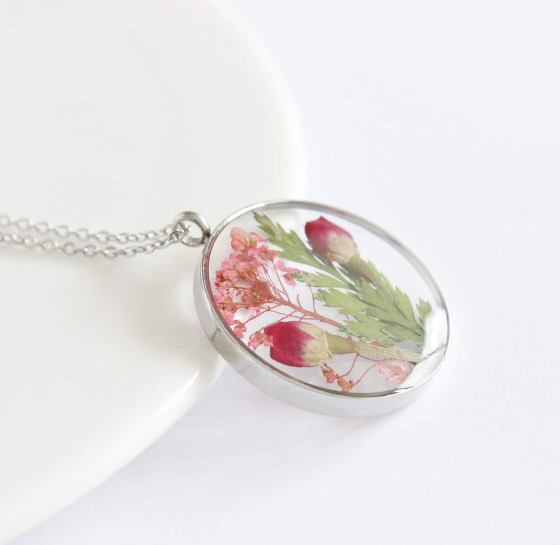 Pressed Flower Pendant Necklace, Real Dried Flower Resin Jewellery