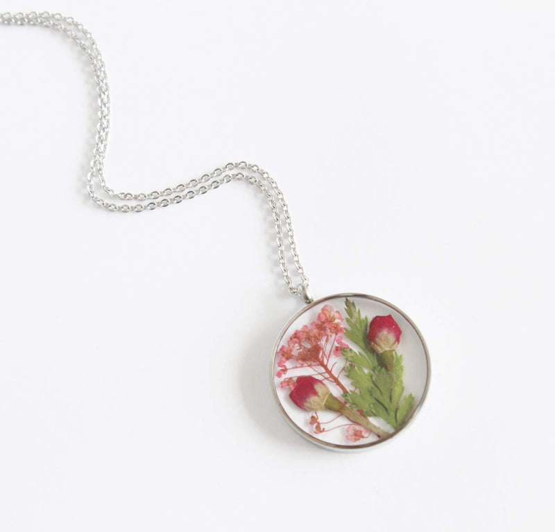 Pressed Flower Pendant Necklace, Real Dried Flower Resin Jewellery