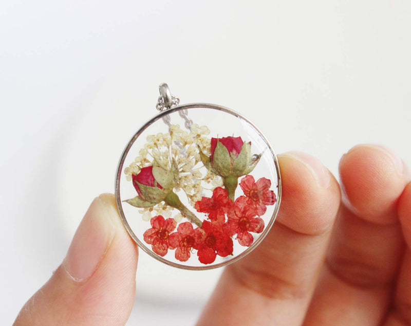 Pressed Flower Pendant Necklace, Real Dried Flower Resin Jewellery