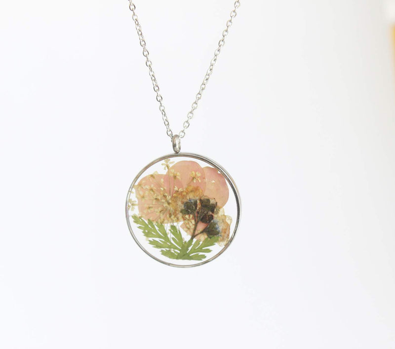 Pressed Flower Pendant Necklace, Real Dried Flower Resin Jewellery