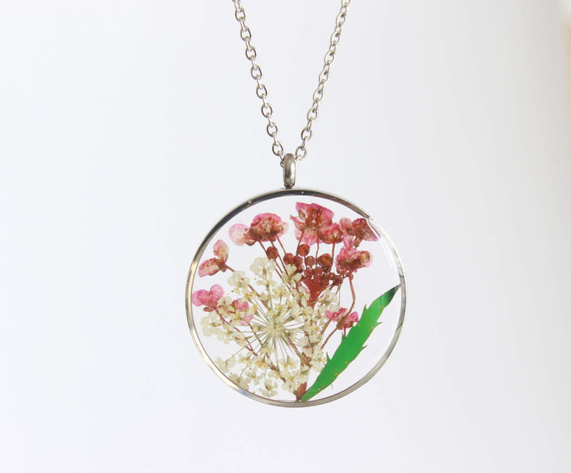 Pressed Flower Pendant Necklace, Real Dried Flower Resin Jewellery