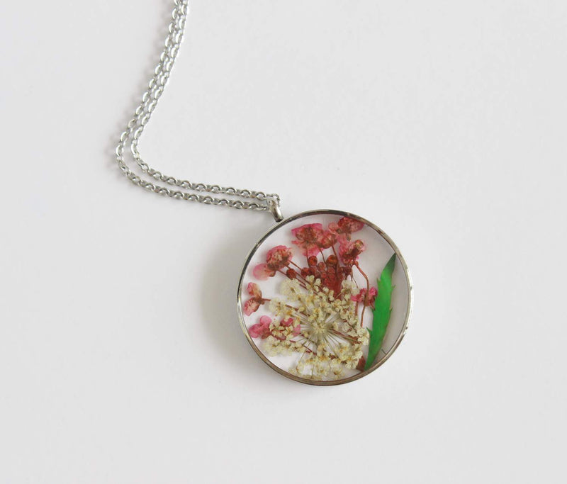 Pressed Flower Pendant Necklace, Real Dried Flower Resin Jewellery