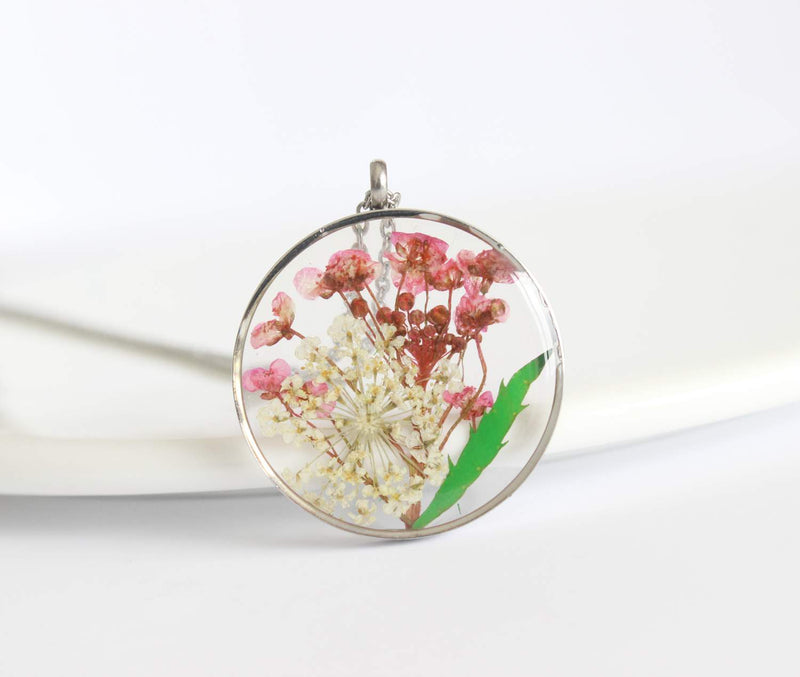 Pressed Flower Pendant Necklace, Real Dried Flower Resin Jewellery