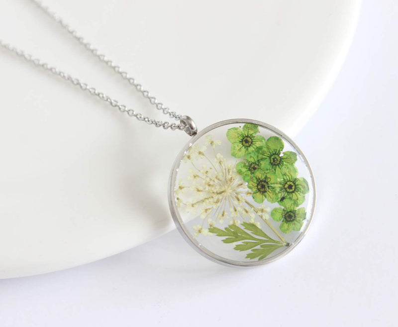 Pressed Flower Pendant Necklace, Real Dried Flower Resin Jewellery