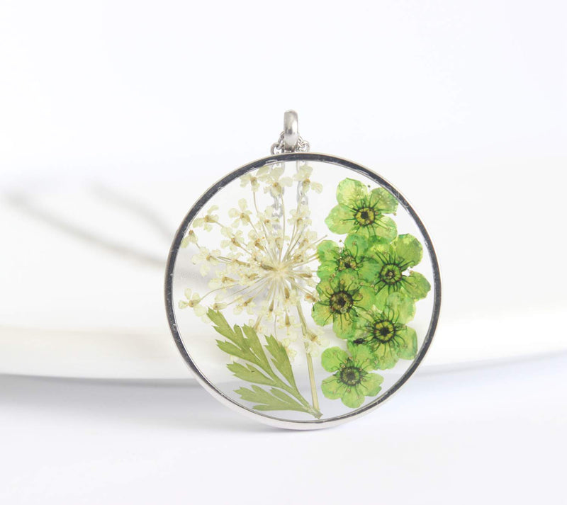 Pressed Flower Pendant Necklace, Real Dried Flower Resin Jewellery