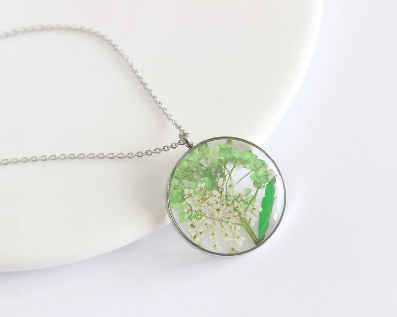 Pressed Flower Pendant Necklace, Real Dried Flower Resin Jewellery