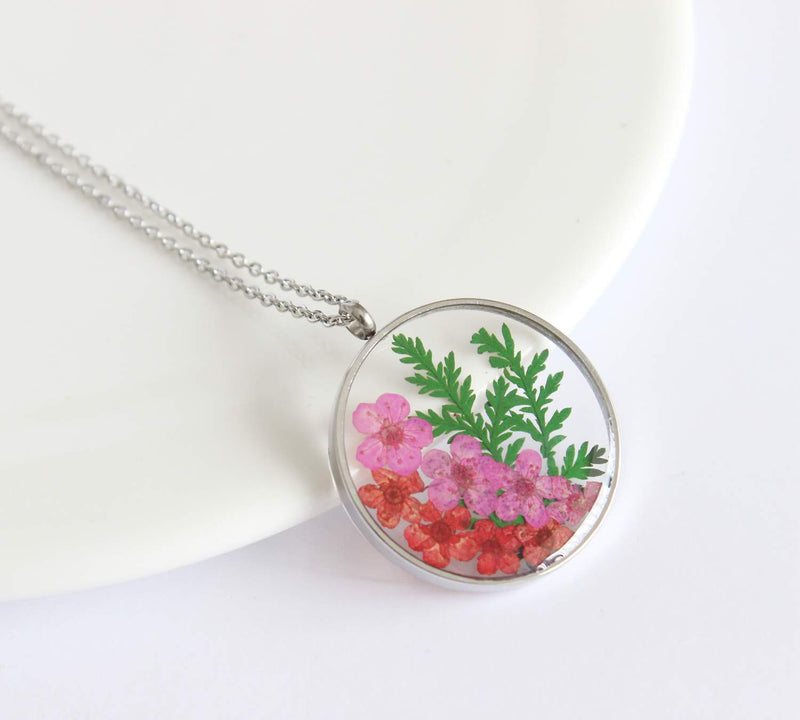 Pressed Flower Pendant Necklace, Real Dried Flower Resin Jewellery