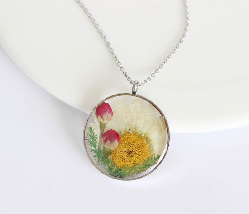 Pressed Flower Pendant Necklace, Real Dried Flower Resin Jewellery